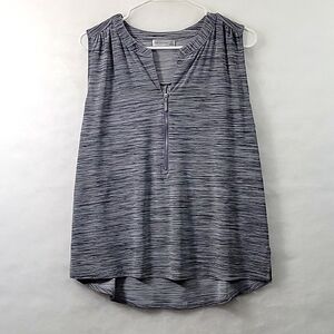 Linda Mathews Sleeveless Notched V-Neck Zipper Front Pullover Size L